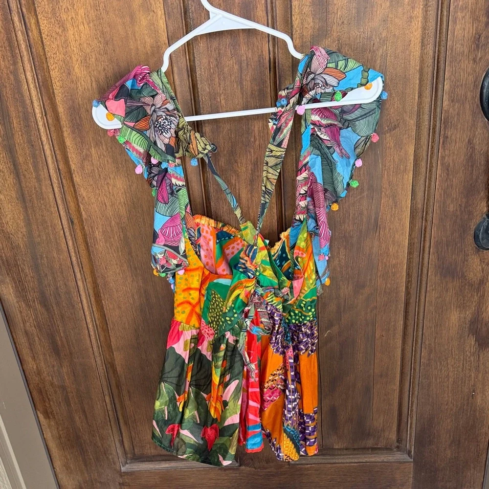 FARM Rio Multicolor Tropical Ruffle Top - Picture 4 of 4